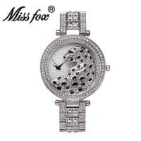 Montre Léopard luxe Cristaux de Swarovski Miss fox Plaqué or 18K