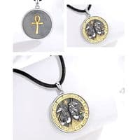 Pendentif Anubis Horus Croix égyptienne  religieux Rune amulette  Argent massif 925 et Or 18K