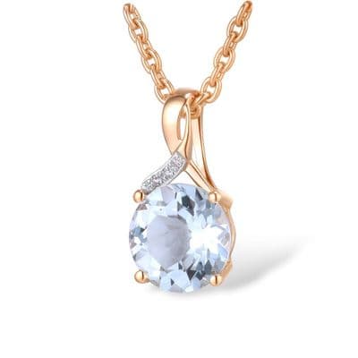 Pendentif chaîne Topaze Diamants Or rose 14K