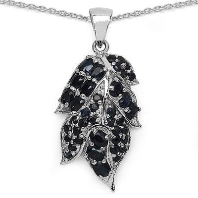 Pendentif Feuille Saphir Argent massif 925