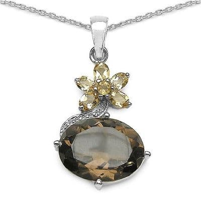 Pendentif Fleur Topaze et Citrine Argent massif 925