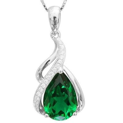 Pendentif Game Emeraude et Zircons Argent massif 925