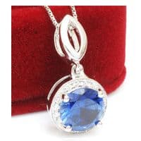 Pendentif Océan Saphir et Zircons Argent massif 925