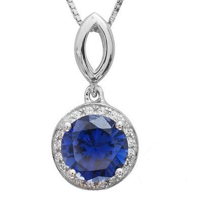 Pendentif Océan Saphir et Zircons Argent massif 925