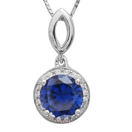 Pendentif Océan Saphir et Zircons Argent massif 925
