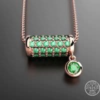 Pendentif Rouleau Pavé Emeraudes Saphirs Rubis Argent massif 925