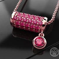 Pendentif Rouleau Pavé Emeraudes Saphirs Rubis Argent massif 925