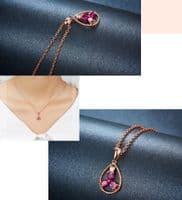 Pendentif Rubis et Zircon Goutte Or jaune 10K