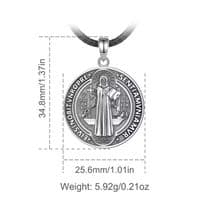 Pendentif Saint Benoît religieux Rune amulette  Argent massif 925