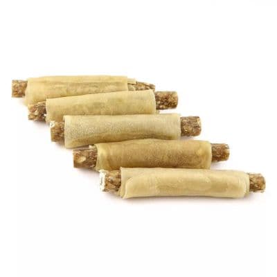 Rouleaux à mâcher fourrés 100% naturel en peau de bœuf aux tripes,  os pour chien, lot de 5