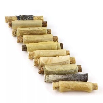 Rouleaux à mâcher fourrés 100% naturels, os pour chien, lot de 10