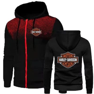 Veste Sweat Harley Davidson Rouge et noir Logo
