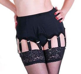 10 Strap Plain Panel Suspender Belt in Black. White or Red