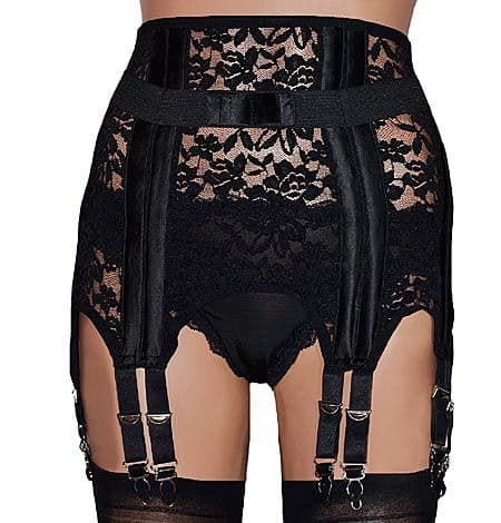 12 Strap All Lace Waist Cincher in Black