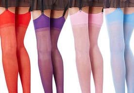 20 Den Plain Top Stockings in Blue, Purple, Red or Pink