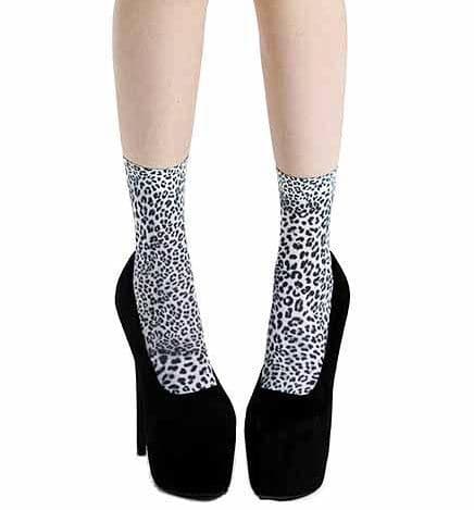 Opaque Leopard Print Patterned Socks