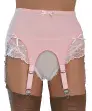 6 Strap Baby Pink Suspender Belt with Lace Trims