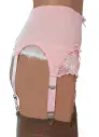 6 Strap Baby Pink Suspender Belt with Lace Trims