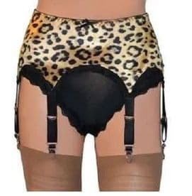 6 Strap Leopard Print Suspender Belt