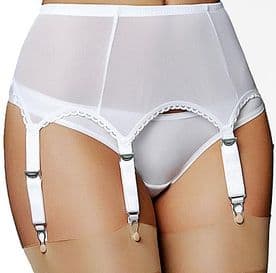 6 Strap Power Mesh Suspender Belt in White or Black