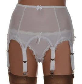 8 Strap Power Mesh Suspender Belt in Black or White
