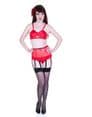 Red 8 Strap Power Mesh Suspender Belt with Black Trims