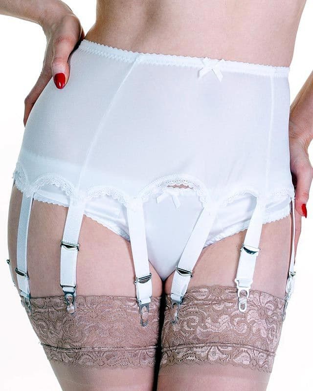 6 Strap Suspender Belt Retro Suspender Belts With Lace Panels - 6 Or 8 Strap,  Beige/Black/White, Sizes S-3XL Swanky Pins Brand