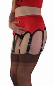 8 Strap Suspender Belt in Red with Black Straps or Plain Black