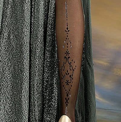 Ballerina 211  Black Lace Top Hold-ups with Silver Lurex Seams