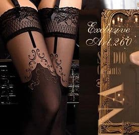 Ballerina 260 Lace Top Black 40/20 Den Holdup Stockings