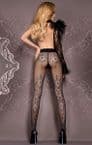 Ballerina 412 Patterned Tights in Black with Blue & Grey Pattern
