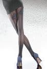 Black Opaque Tights with Roses Motif and Backseam