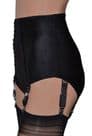 Black Panty Girdle with 6 Removable Suspender Straps & Lace Front