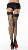 Fence net lace top hold-up stockings with seams