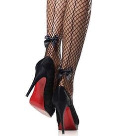 Black Fence Net Seamed Hold up Stockings with Bows