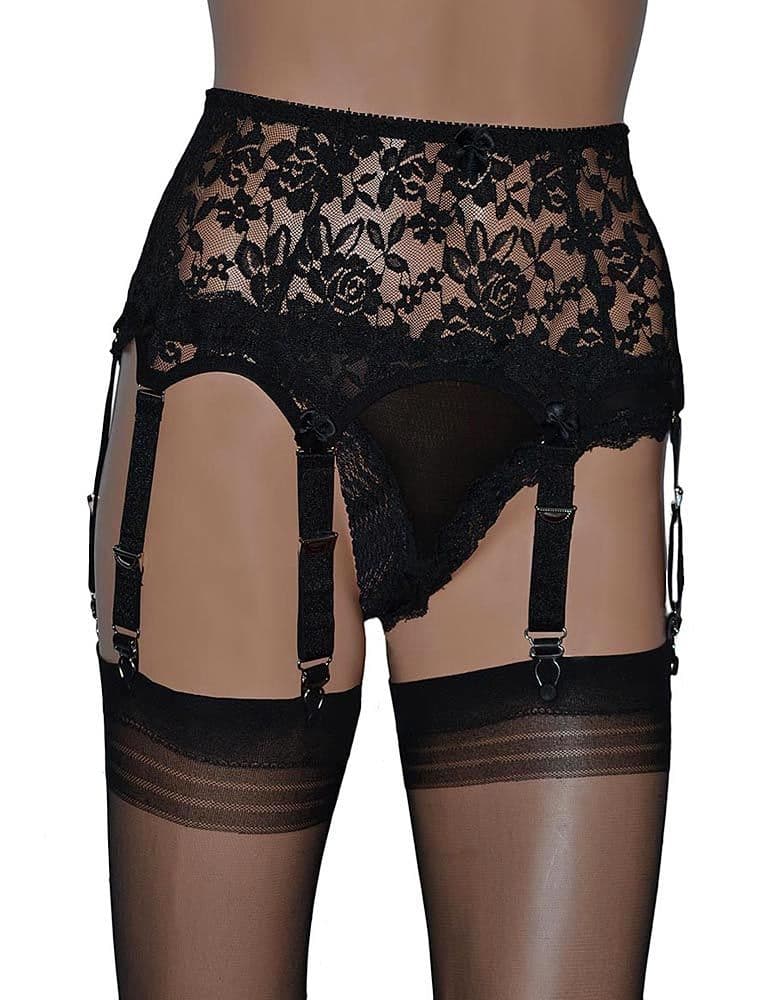 WIDE BLACK LACE Suspender Belt For Stockings Waist 28"-32" XLarge (14/16) £6.50 - PicClick UK