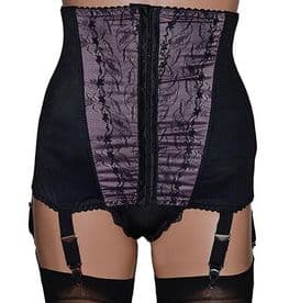 Black & lilac 6 Strap High Waisted Vintage Style Girdle