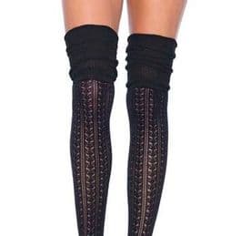 Black Over the Knee Scrunch Socks