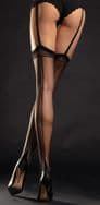 Fiore Diva Sheer Black Seamed Stockings with Polka Dot Top