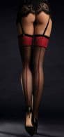Black Stockings with Red Tops and Seams, Fiore Scarlett