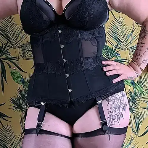 Black Underbust Boned Corset with Suspenders