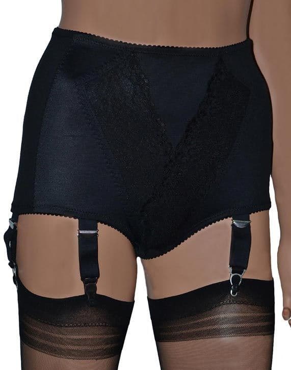 Black Vintage Style Panty Girdle with 6 Suspenders