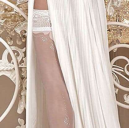 Bridal Lace Top Hold-ups with Seams in White or Ivory