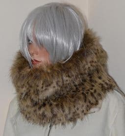 Cheetah Leopard Print Long Haired Fur Snood