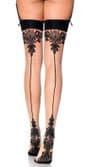 Contrast Seam Stockings with Ornate Baroque Design
