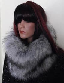 Faux Fur Scarf Snood in Grey and White 'Husky' Fur