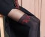 Faux Hold-up Tights in Black 60 Denier with Red Roses Motif