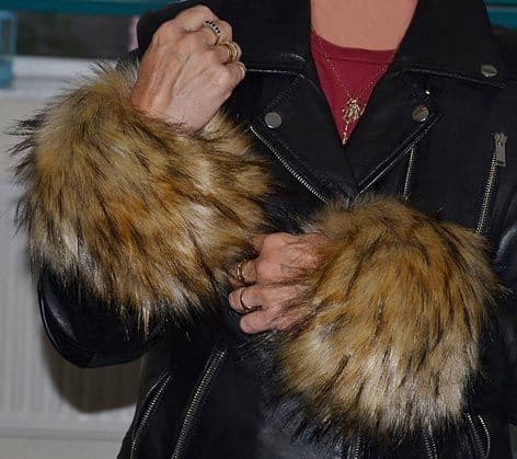 Raccoon Fur Wrist Cuffs in Silky Soft Long Faux Fur
