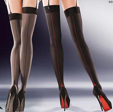 Gabriella Cruze Contrast Seam Stockings in Black or Smokey Grey