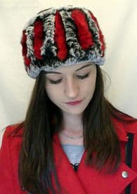 Genuine 2 Colour Rabbit Fur Headbands in Grey Red or Grey White